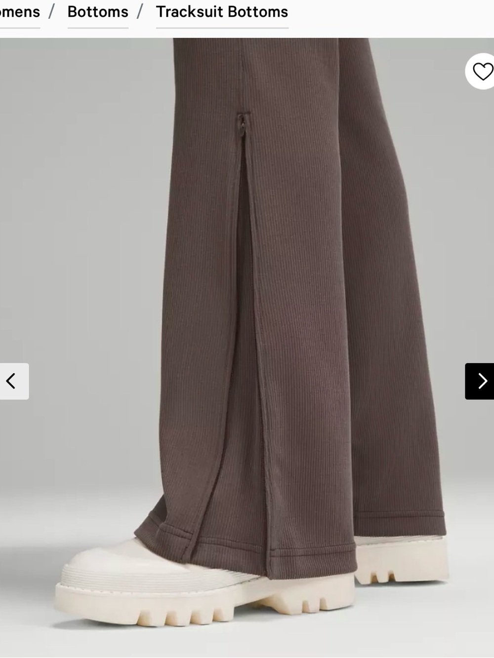 Lululemon women’s Ribbed Softstreme Zip-leg flare pant with Side Zips.